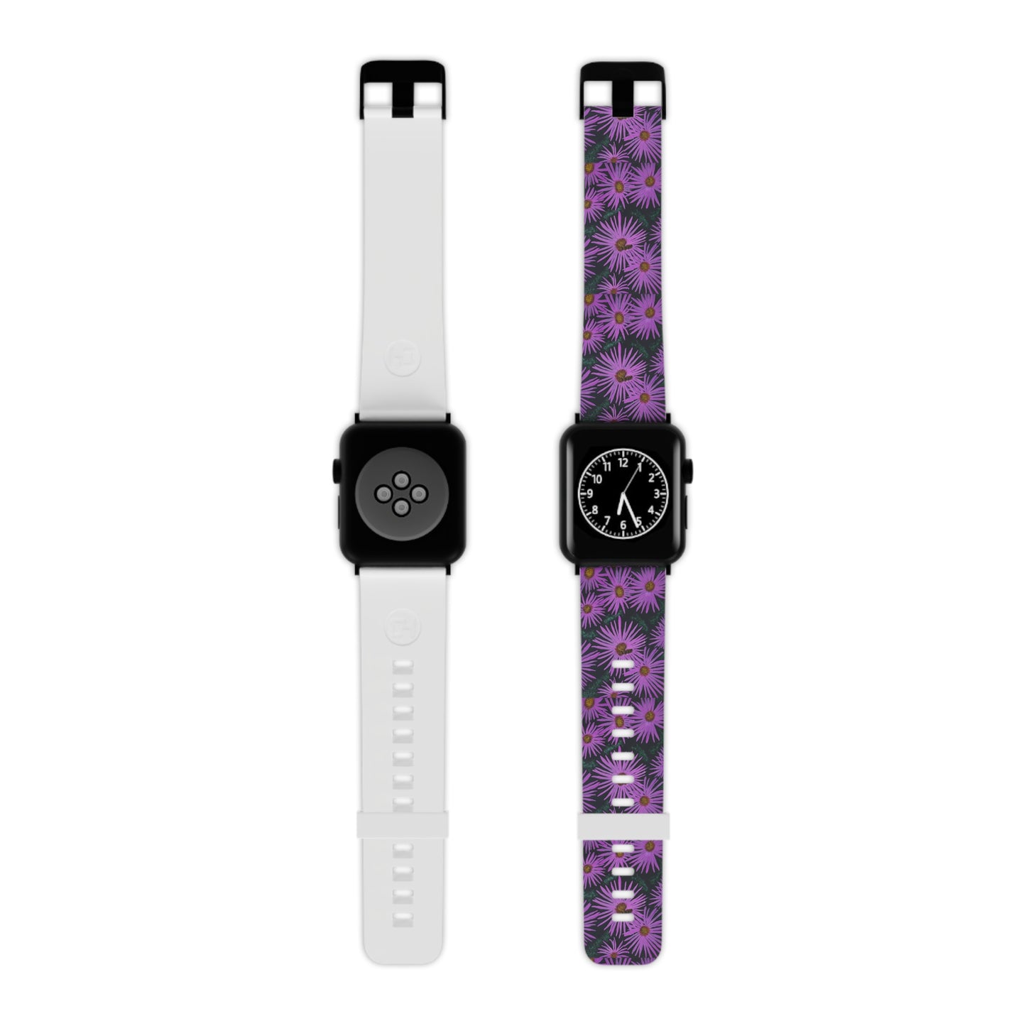 Watch Band for Apple Watch - Purple Flowers and Bee - Colorful Floral Artwork Design