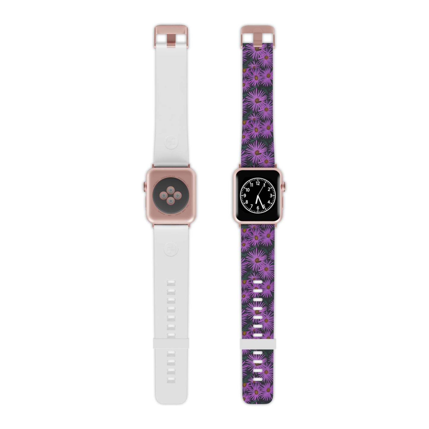 Watch Band for Apple Watch - Purple Flowers and Bee - Colorful Floral Artwork Design