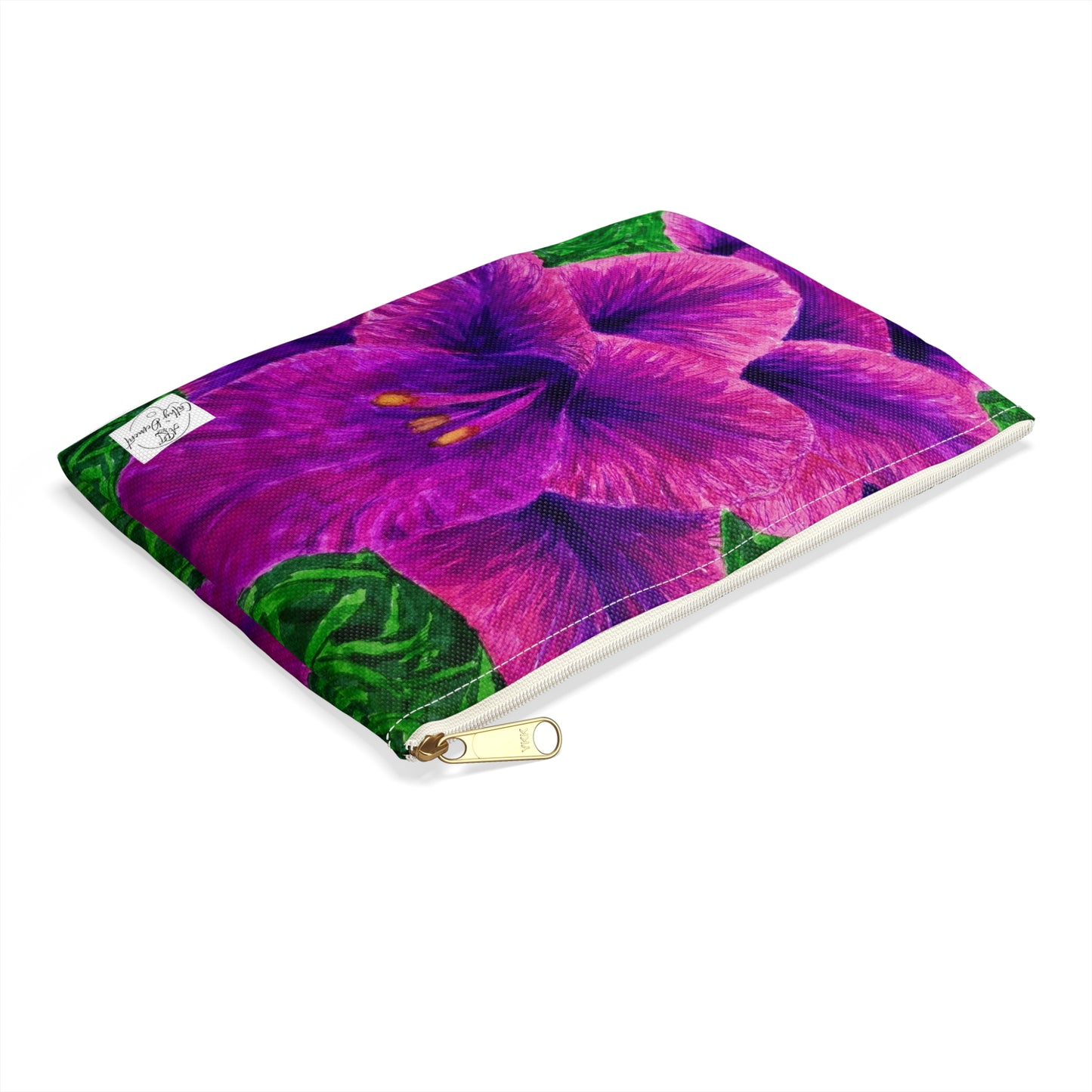 Accessory Pouch Bag - Royal Reverie: Purple Gladiola - Floral Artwork Design