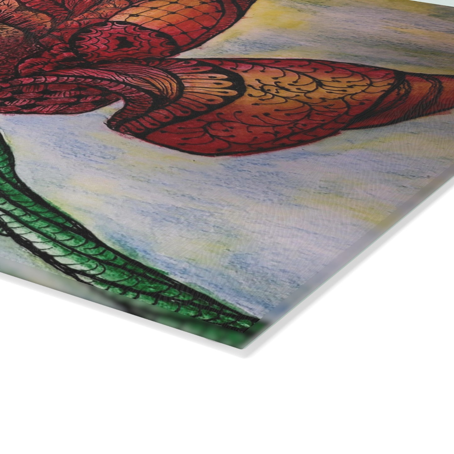 Artistic Floral Glass Cutting Board - Zen Floral Harmony - Elegant Kitchen Decor for Cooking & Serving