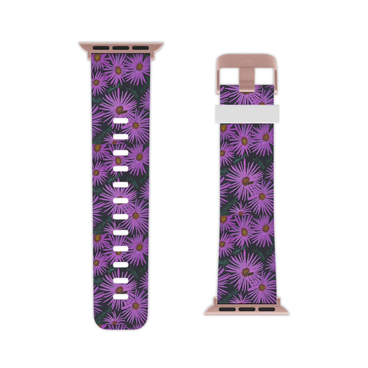 Watch Band for Apple Watch - Purple Flowers and Bee - Colorful Floral Artwork Design