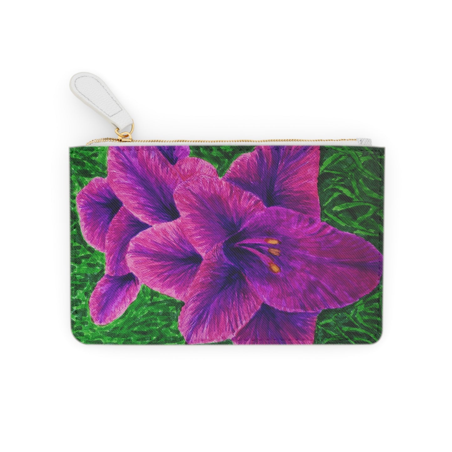 Mini Clutch Bag - Royal Reverie: Purple Gladiola, Floral Artwork Design