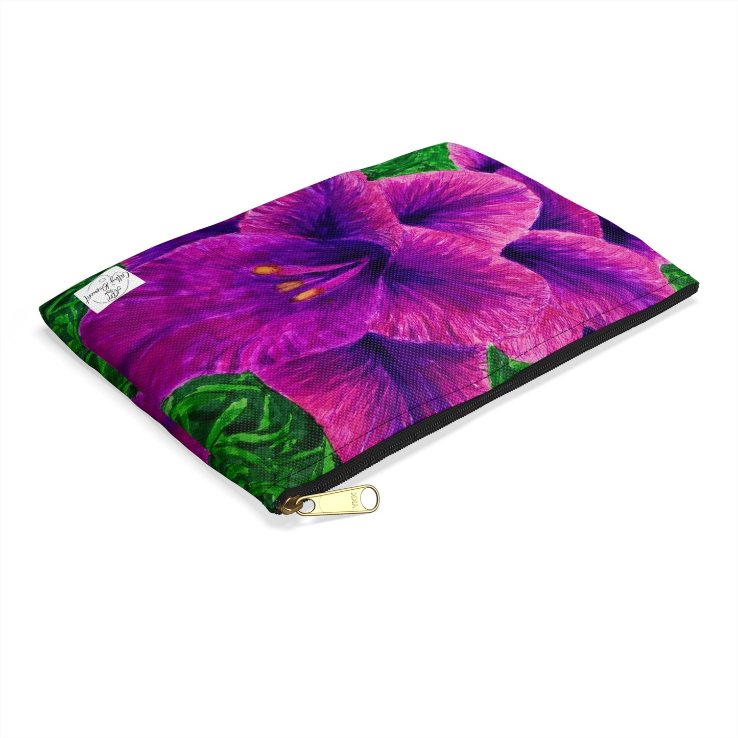Accessory Pouch Bag - Royal Reverie: Purple Gladiola - Floral Artwork Design