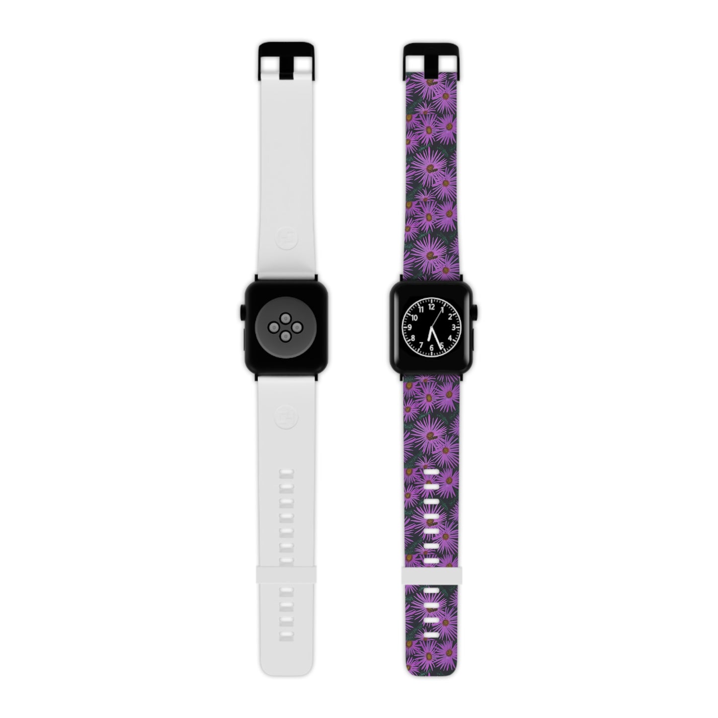 Watch Band for Apple Watch - Purple Flowers and Bee - Colorful Floral Artwork Design