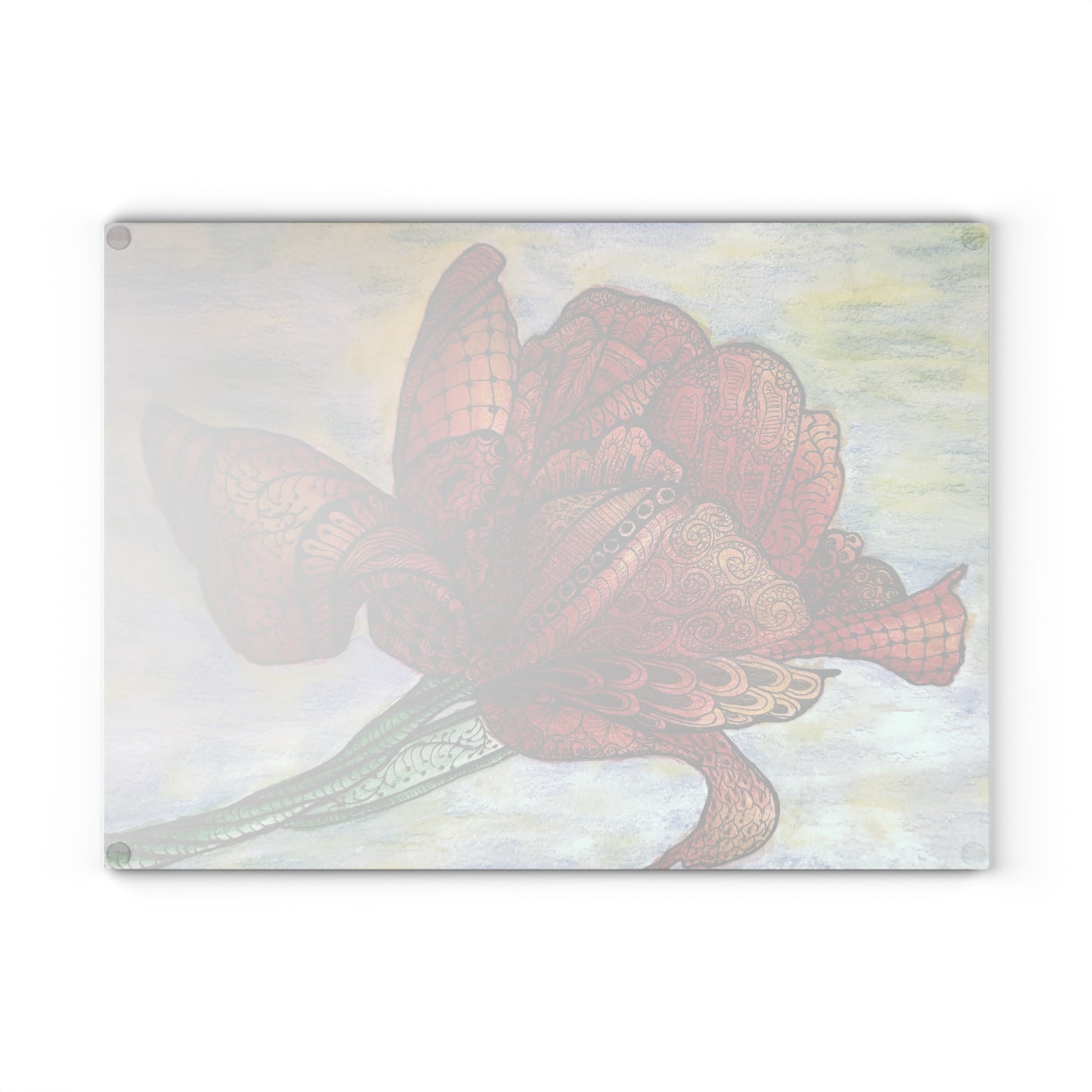 Artistic Floral Glass Cutting Board - Zen Floral Harmony - Elegant Kitchen Decor for Cooking & Serving