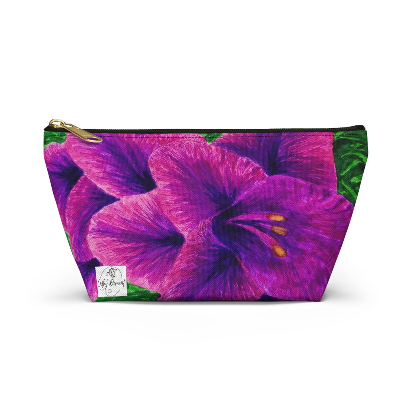 Accessory Pouch w T-bottom - Royal Reverie: Purple Gladiola - Floral Artwork Design