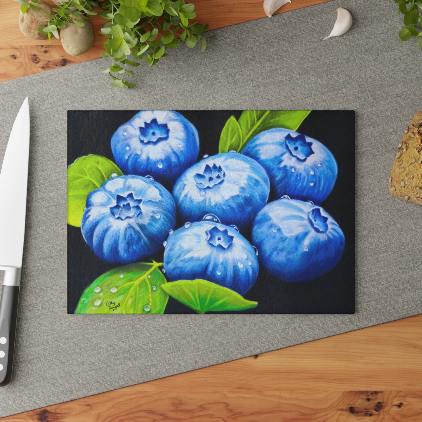 Glass Cutting Board - Blueberry Bliss - Kitchen Art for Culinary Enthusiasts