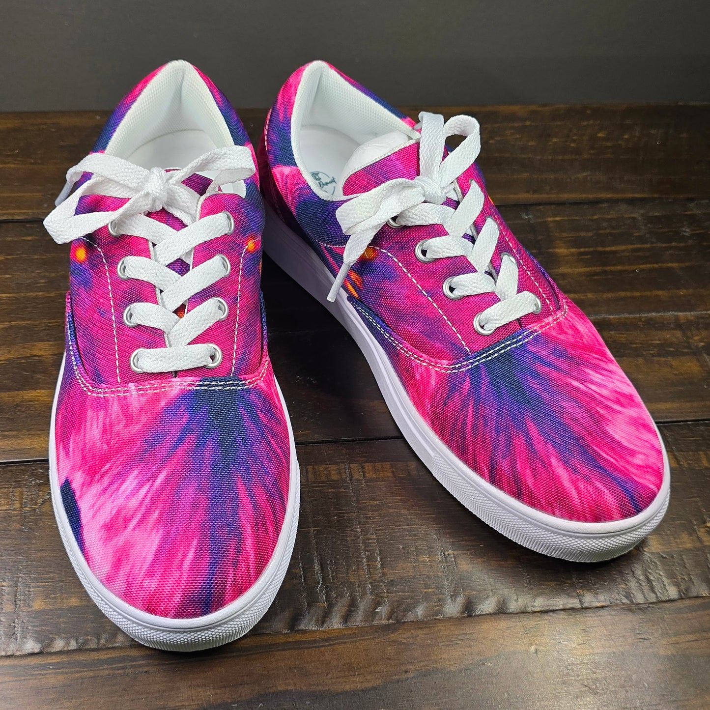 Women’s Lace-up Canvas Shoes - Royal Reverie: Purple Gladiola Artwork