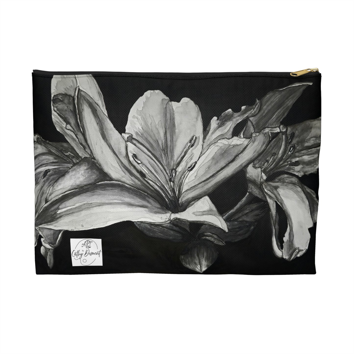 Floral Elegance: Lily Artwork Design Accessory Pouch