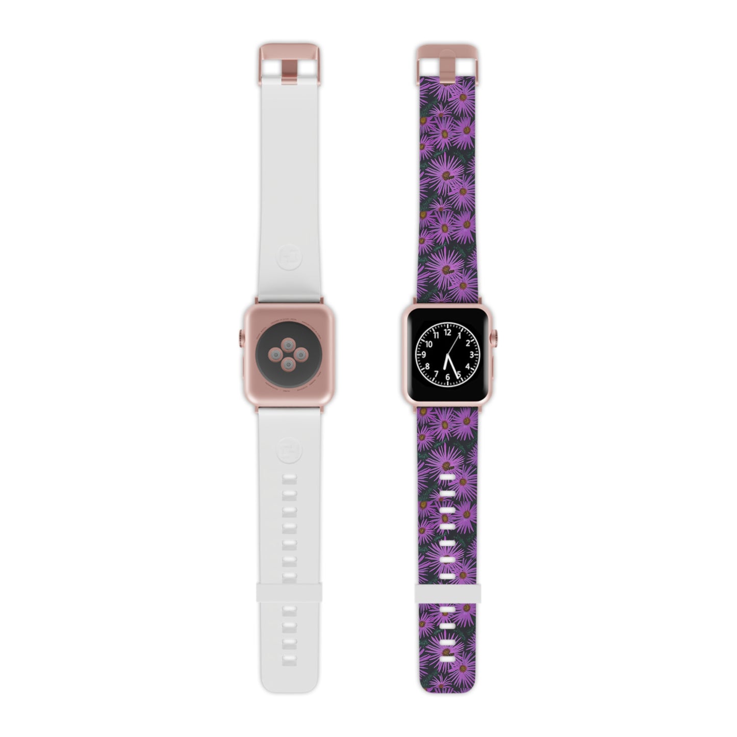 Watch Band for Apple Watch - Purple Flowers and Bee - Colorful Floral Artwork Design