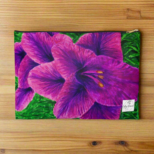 Royal Reverie: Purple Gladiola Artwork Accessory Pouch