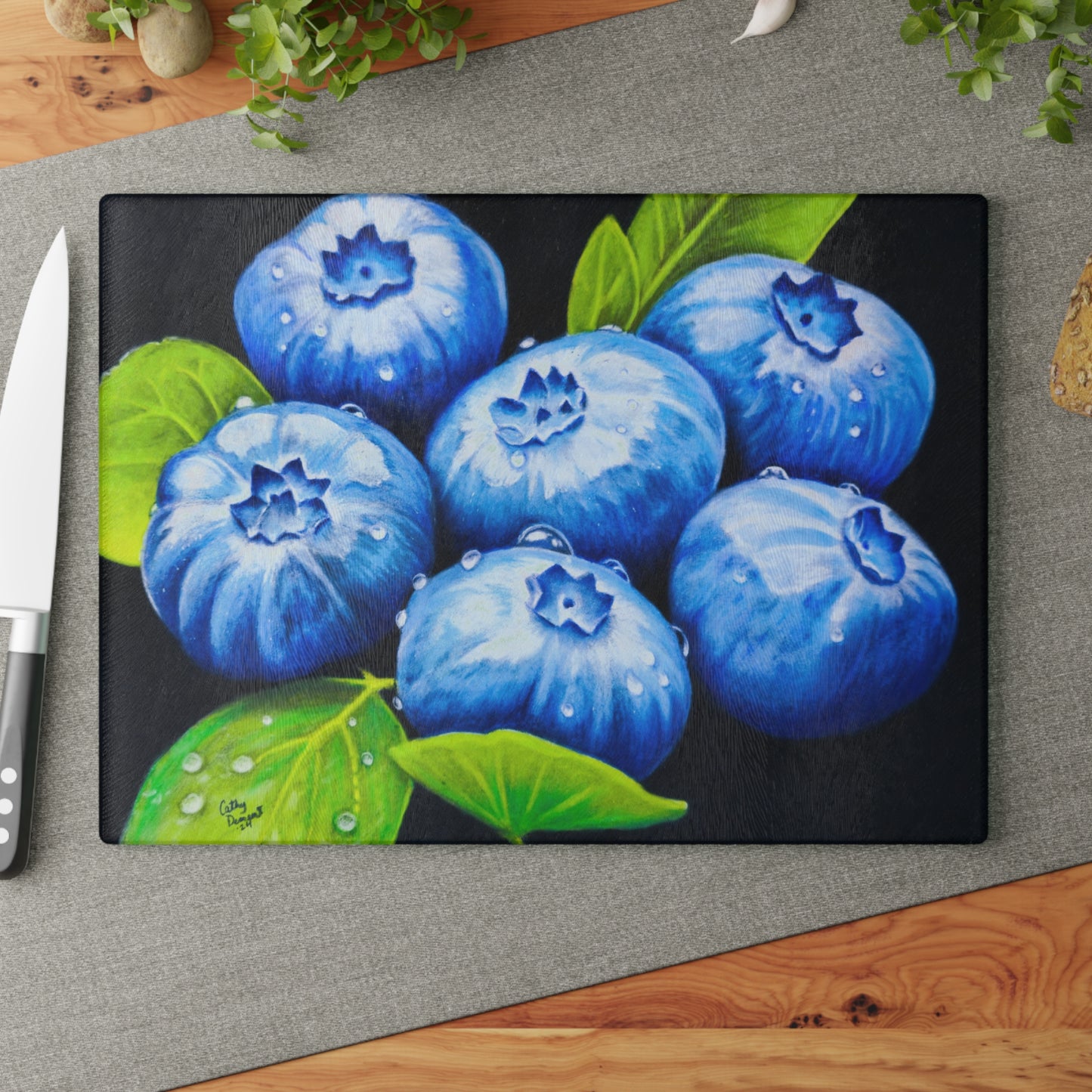 Glass Cutting Board - Blueberry Bliss - Kitchen Art for Culinary Enthusiasts