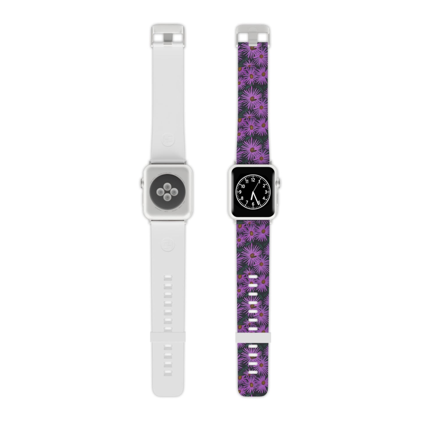 Watch Band for Apple Watch - Purple Flowers and Bee - Colorful Floral Artwork Design