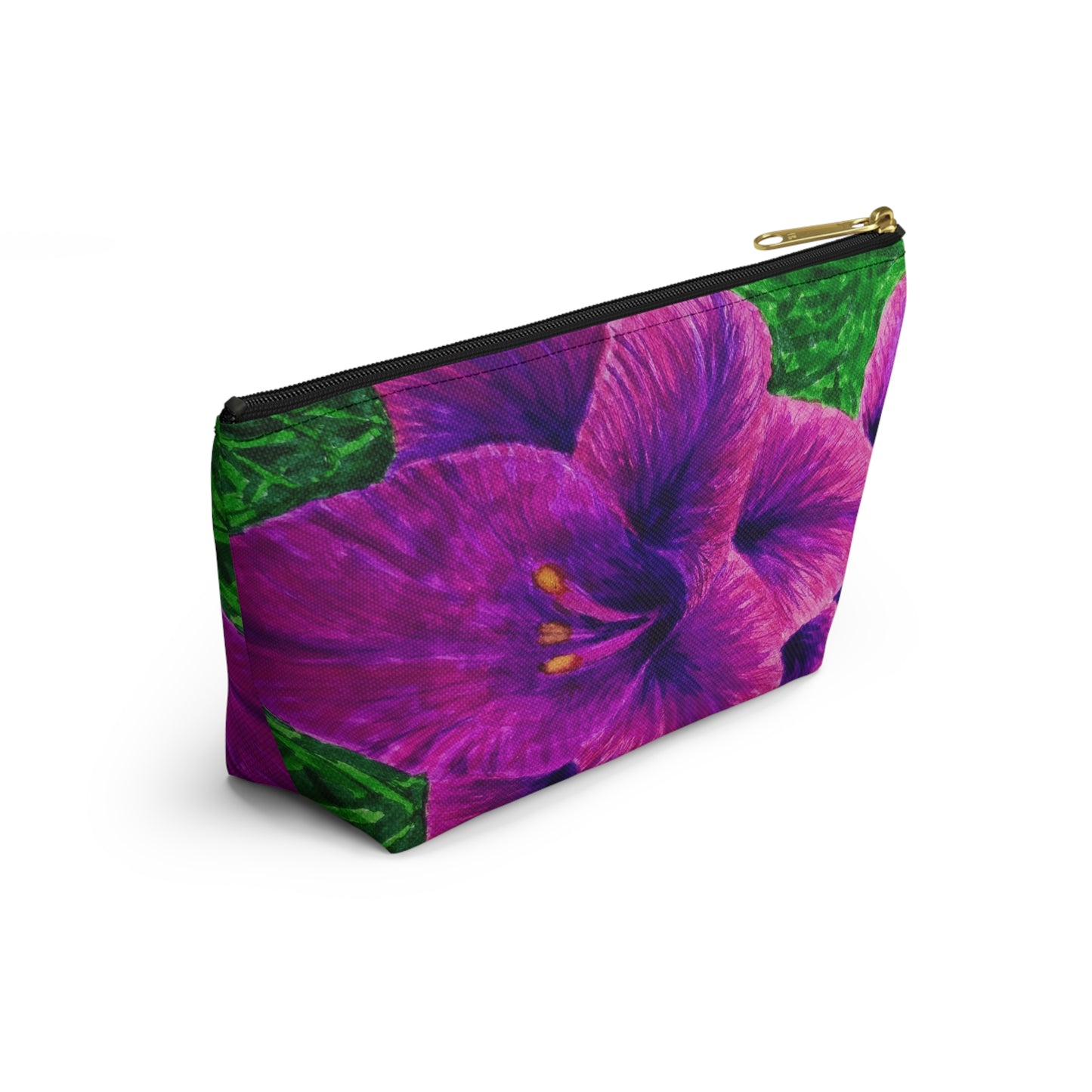 Accessory Pouch w T-bottom - Royal Reverie: Purple Gladiola - Floral Artwork Design