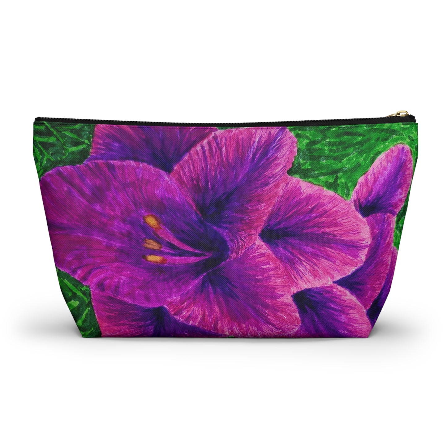Accessory Pouch w T-bottom - Royal Reverie: Purple Gladiola - Floral Artwork Design