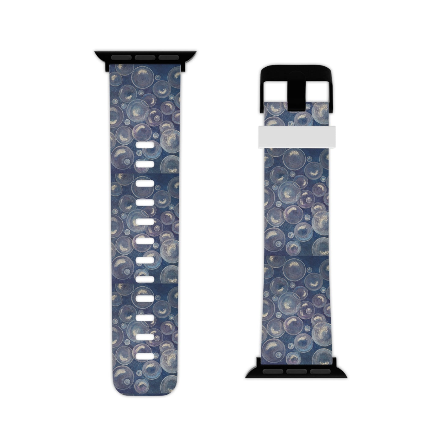 Watch Band for Apple Watch - Tranquil Reflections: Blue and White Reflective Bubble Design