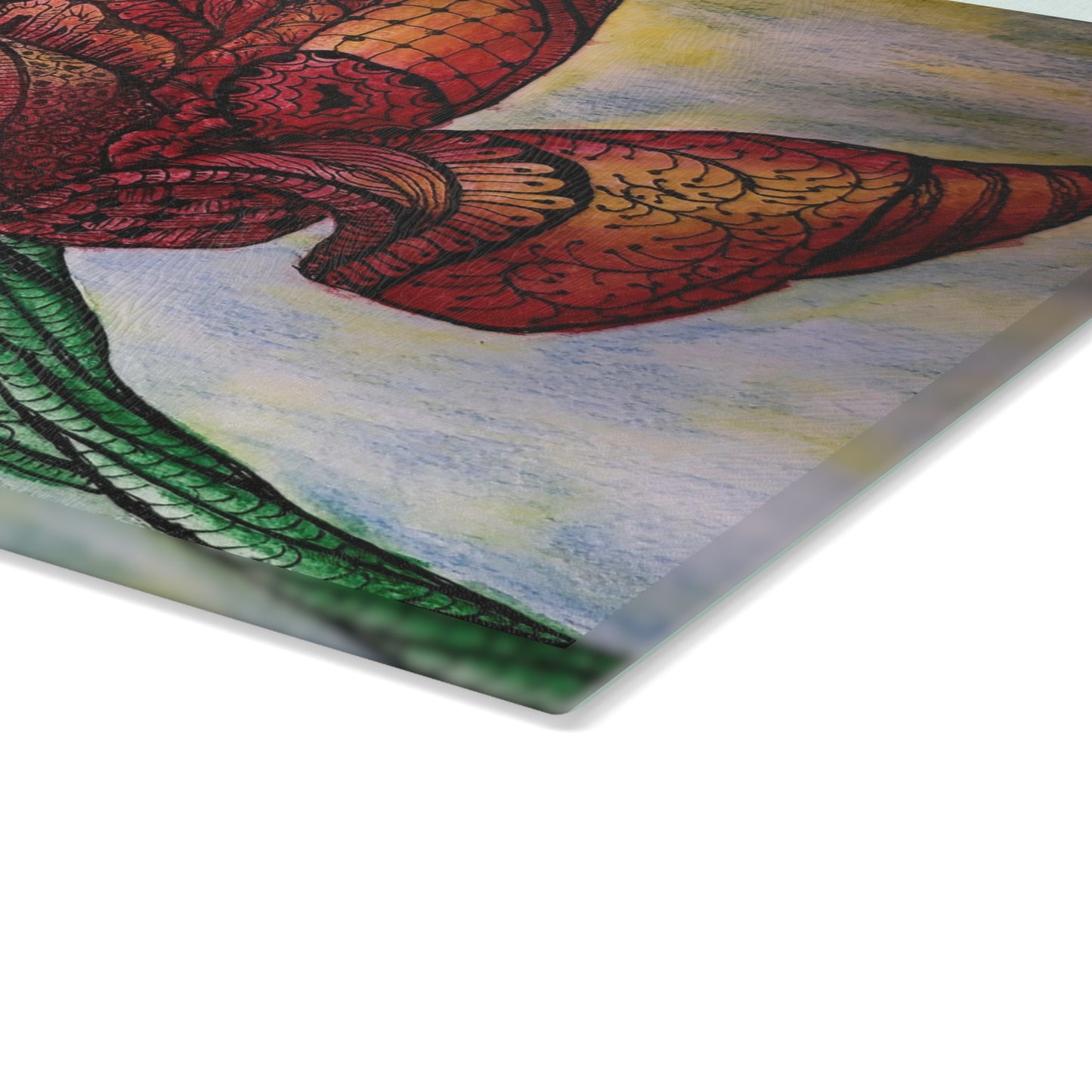 Artistic Floral Glass Cutting Board - Zen Floral Harmony - Elegant Kitchen Decor for Cooking & Serving