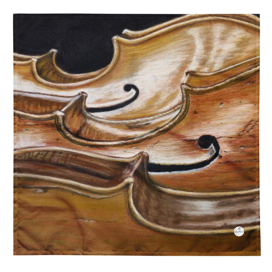 Bandana - Harmonious Melodies; Cello Trio - Colorful Art Scarf, Artwork Design
