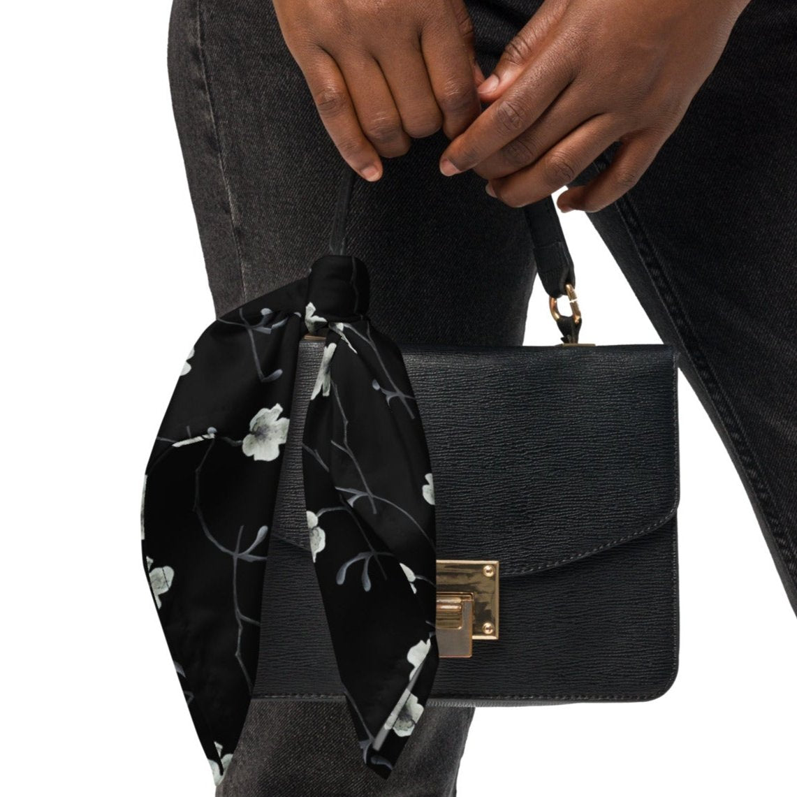 Bandana - Dogwood Blossom Beauty - Monochrome Scarf, Floral Artwork Design