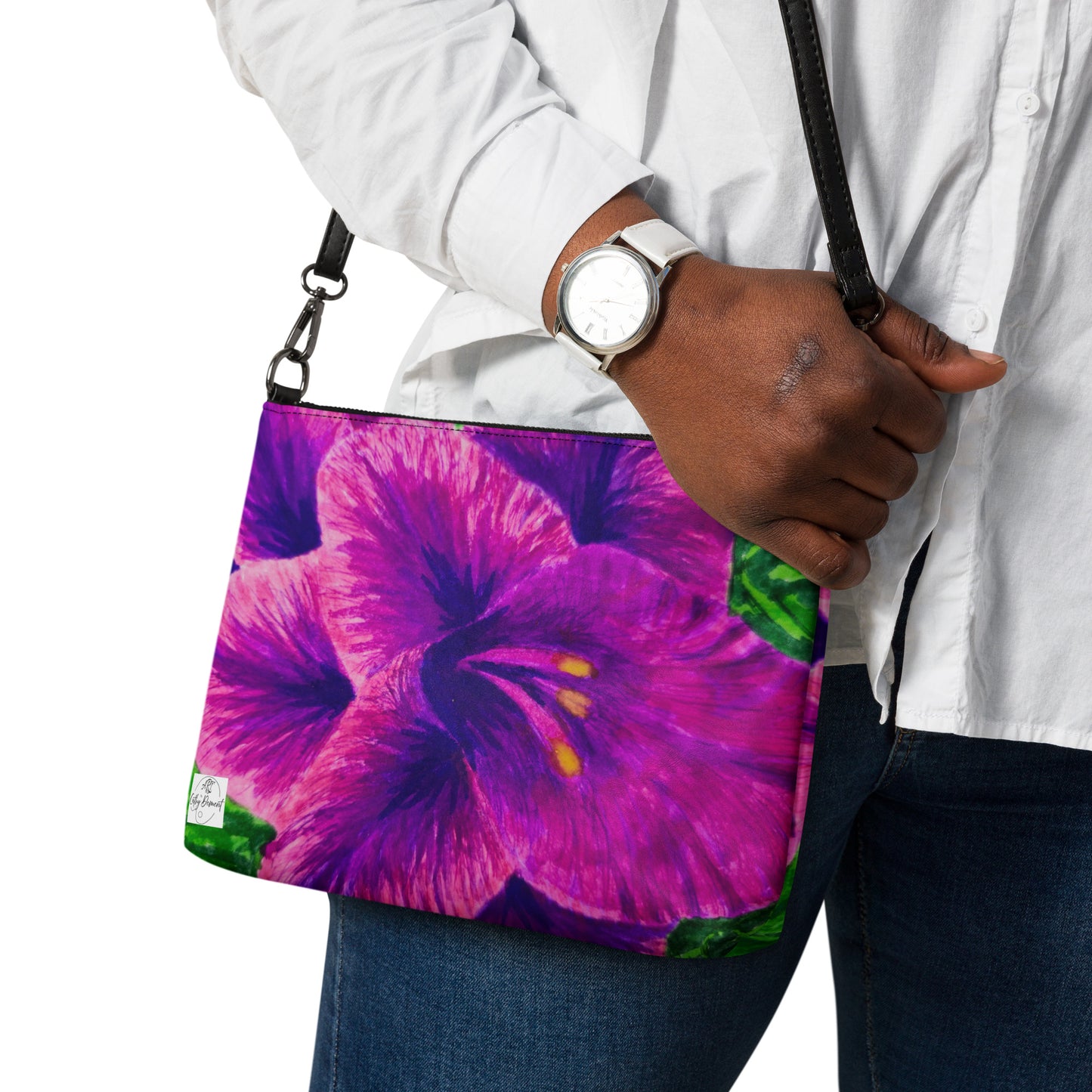 Crossbody Bag - Royal Reverie: Purple Gladiola - Floral Artwork Purse, Clutch with Interchangeable Wrist Strap