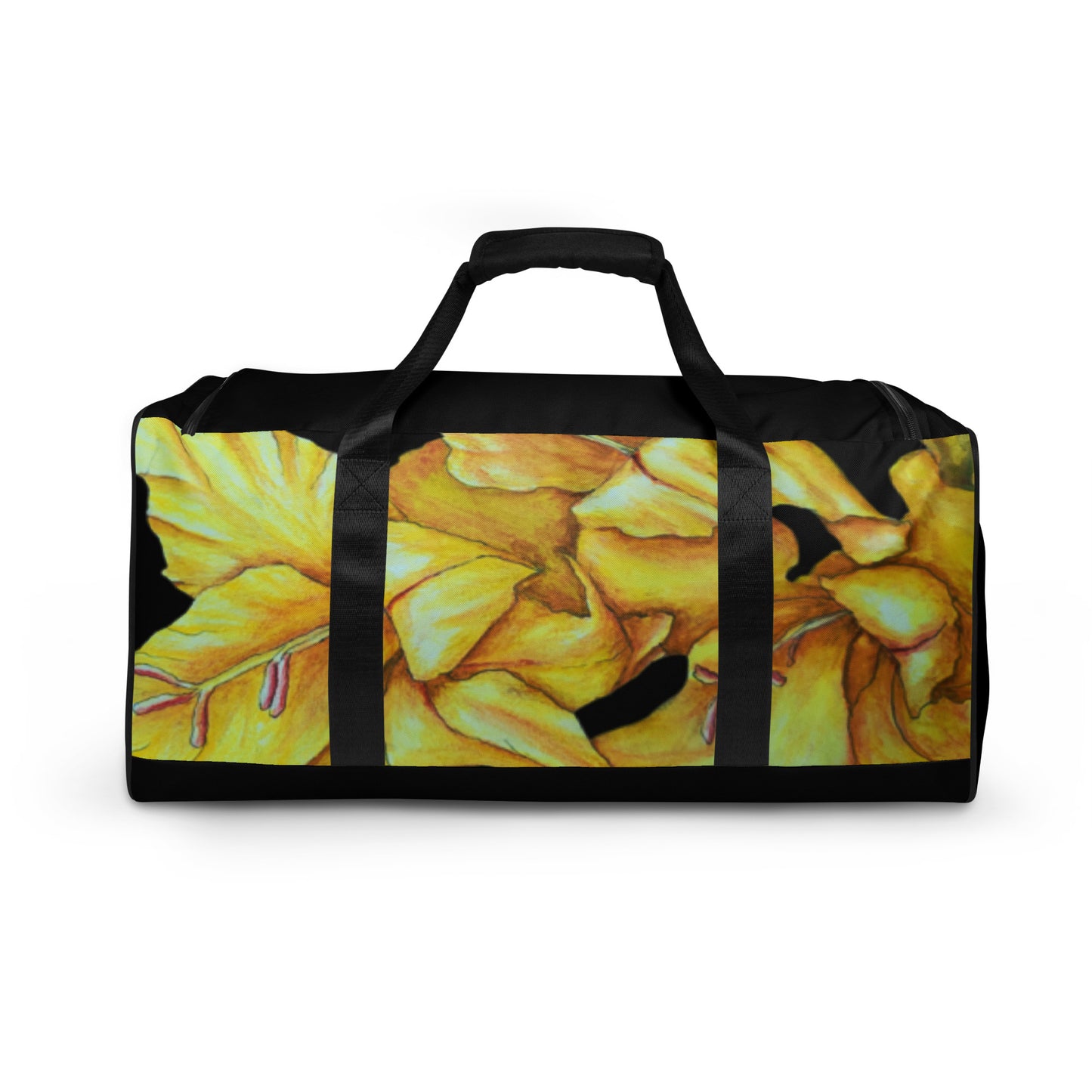 Duffle bag - Sunny Blooms: Yellow Gladiola Floral Artwork Design
