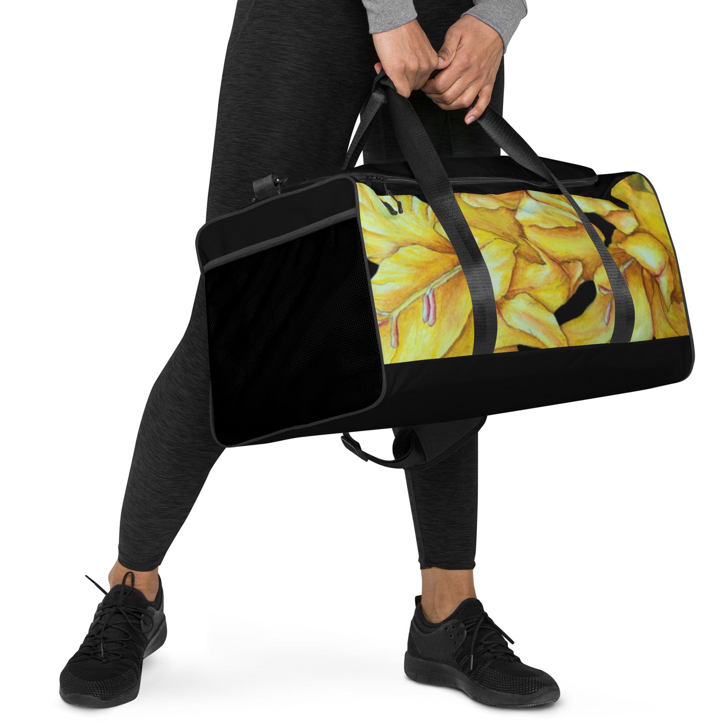 Duffle bag - Sunny Blooms: Yellow Gladiola Floral Artwork Design