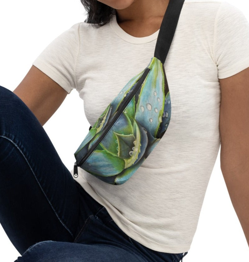 Fanny Pack: Desert Jewel - Vibrant Agave Plant with Dew Drops, Belt Bag by Cathy Dement