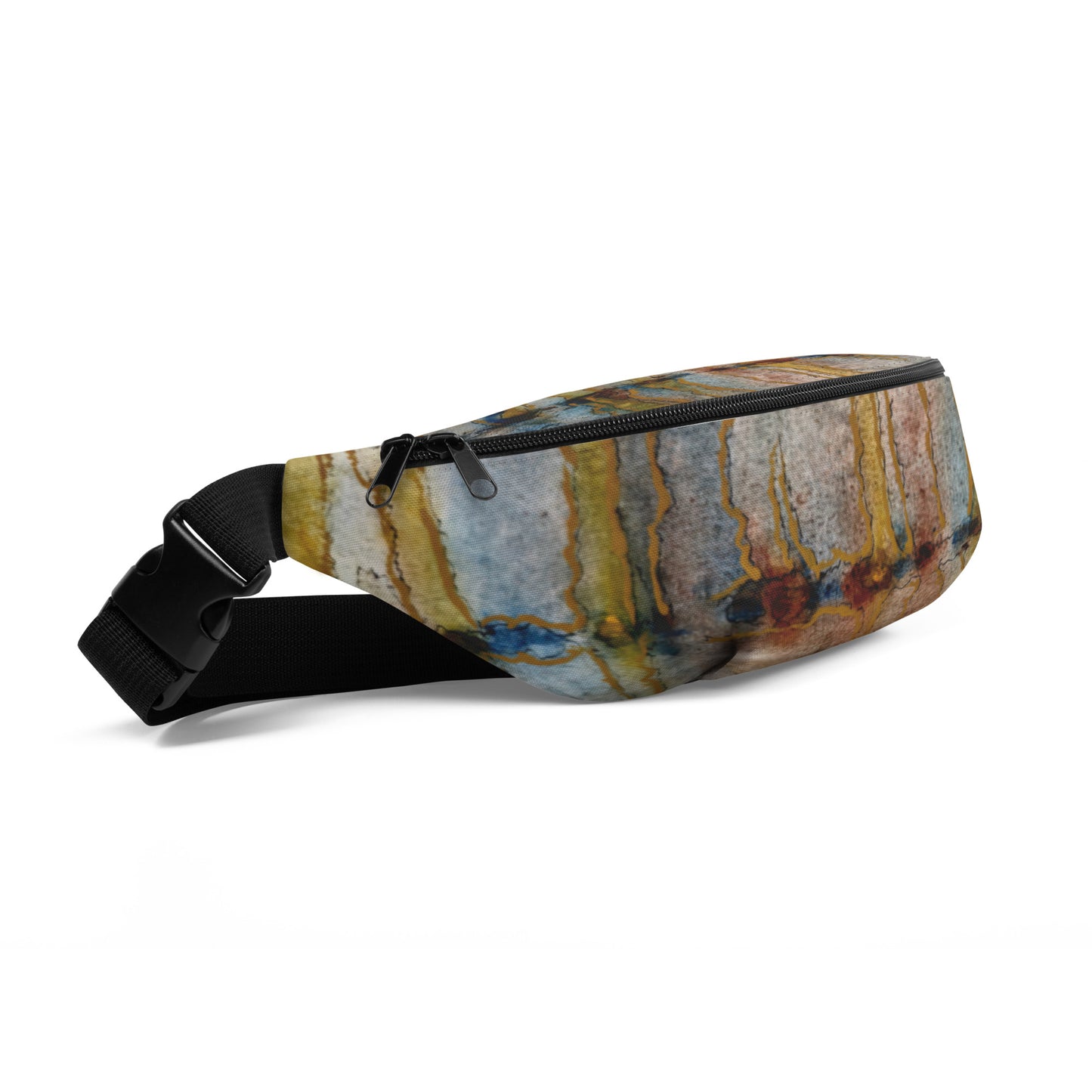 Twilight Reflections Fanny Pack - Abstract Sunset Watercolor Design, Adjustable Straps, Water-Resistant