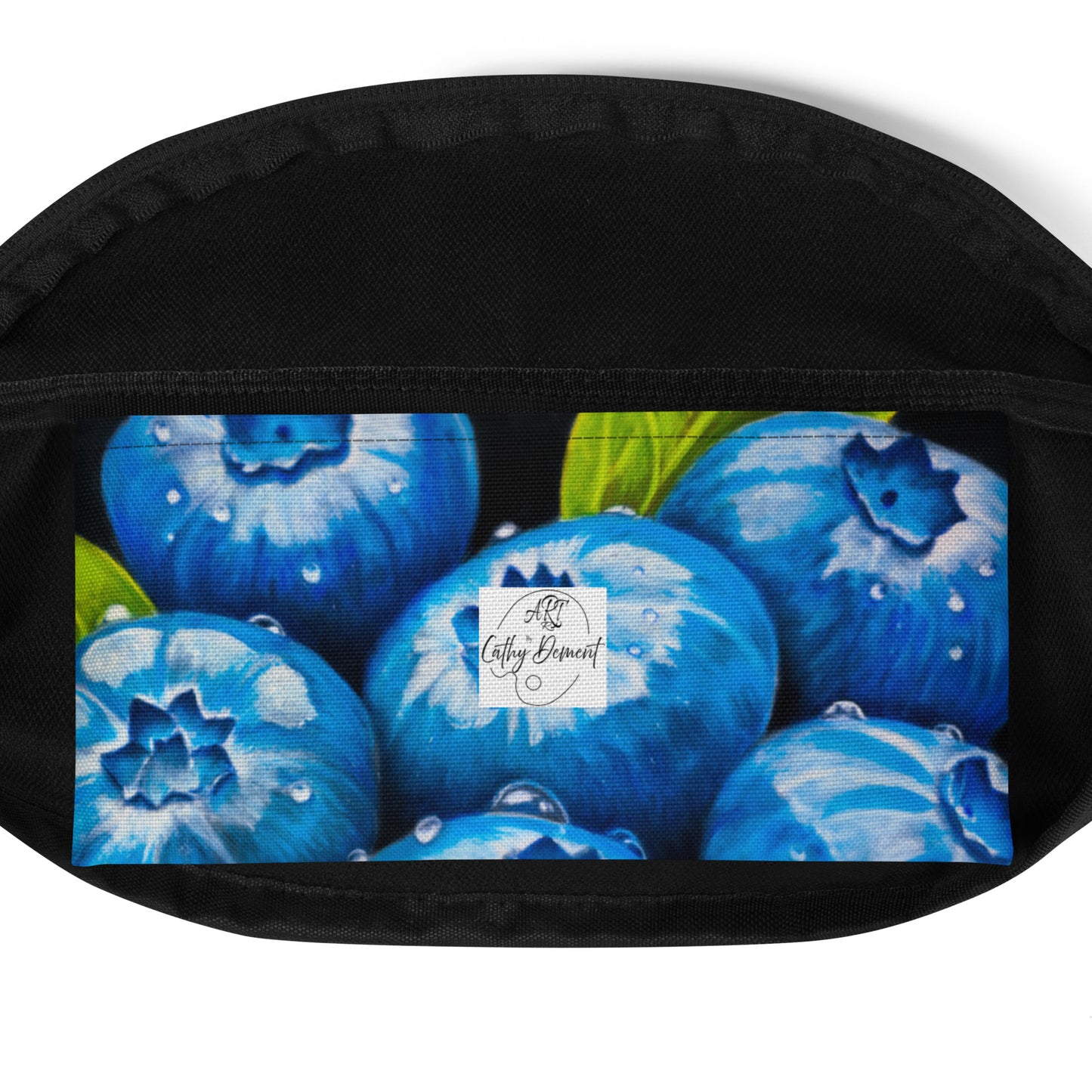 Berry Bliss Fanny Pack - Blueberries with Water Droplets, Waist Bag/Belt Bag, Artwork by Cathy Dement