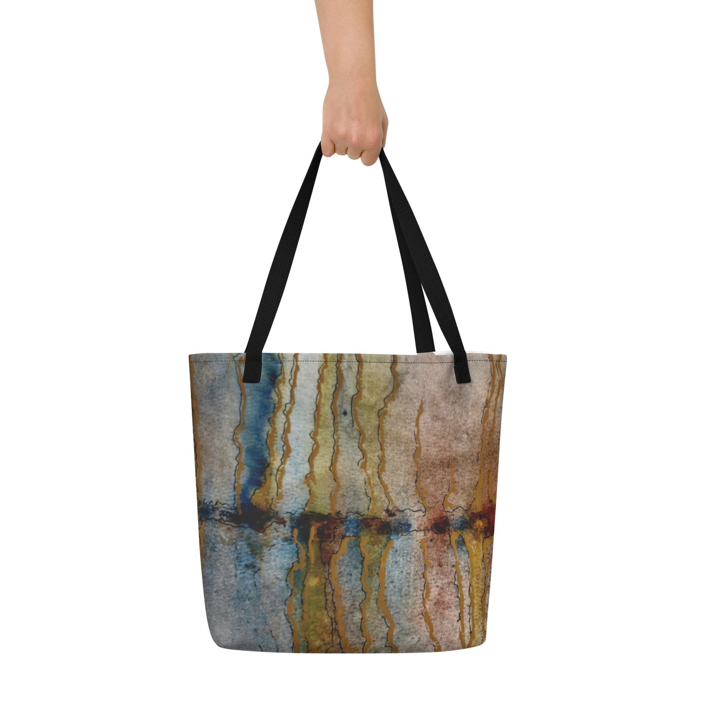 Large Tote Bag With Pocket - Twilight Reflections - Abstract Sunset - Stylish Carryall Inspired by Dusk