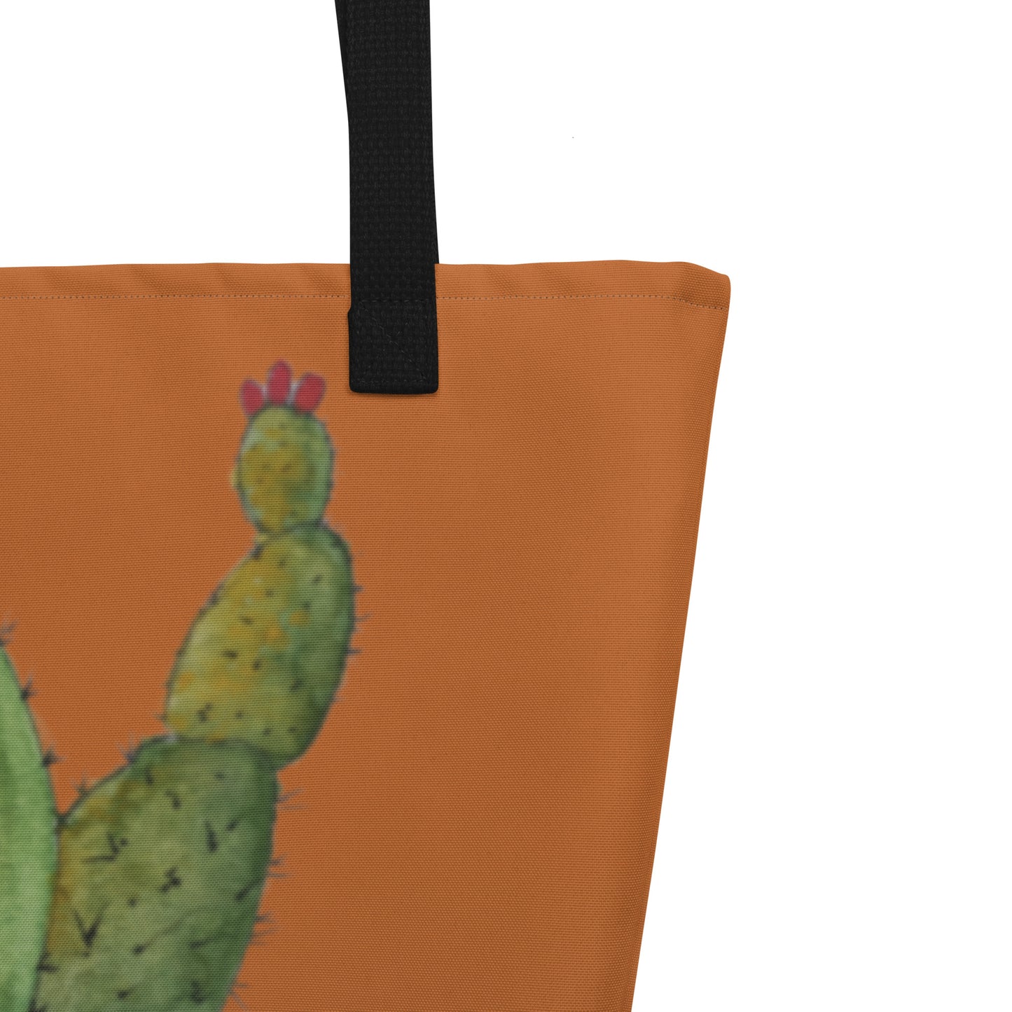 Large Tote Bag with Pocket: Adobe Oasis Succulent Plant Artwork Design by Cathy Dement, 16x20 Inches