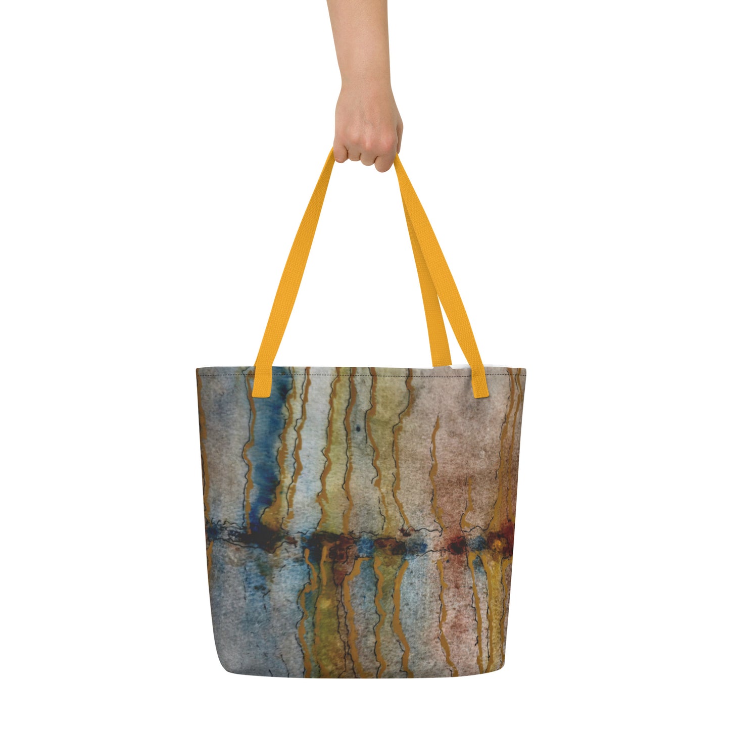 Large Tote Bag With Pocket - Twilight Reflections - Abstract Sunset - Stylish Carryall Inspired by Dusk
