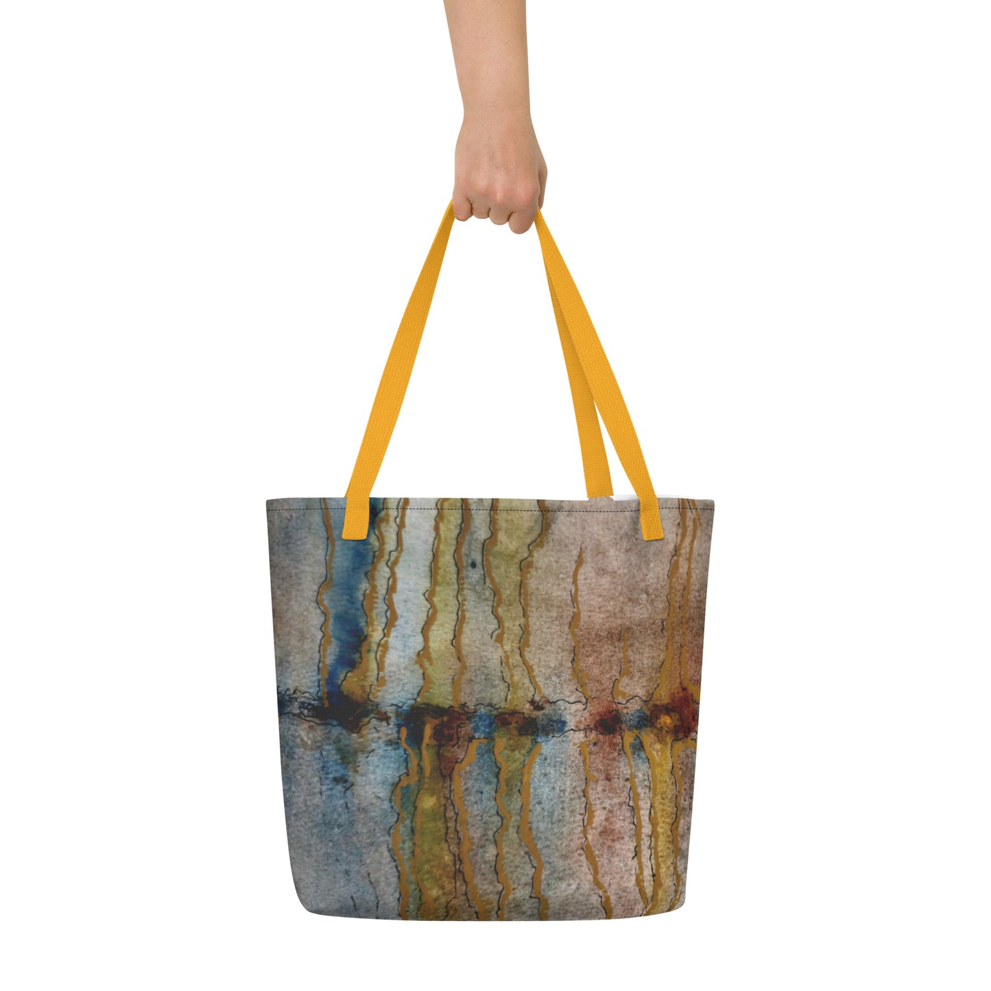 Large Tote Bag With Pocket - Twilight Reflections - Abstract Sunset - Stylish Carryall Inspired by Dusk