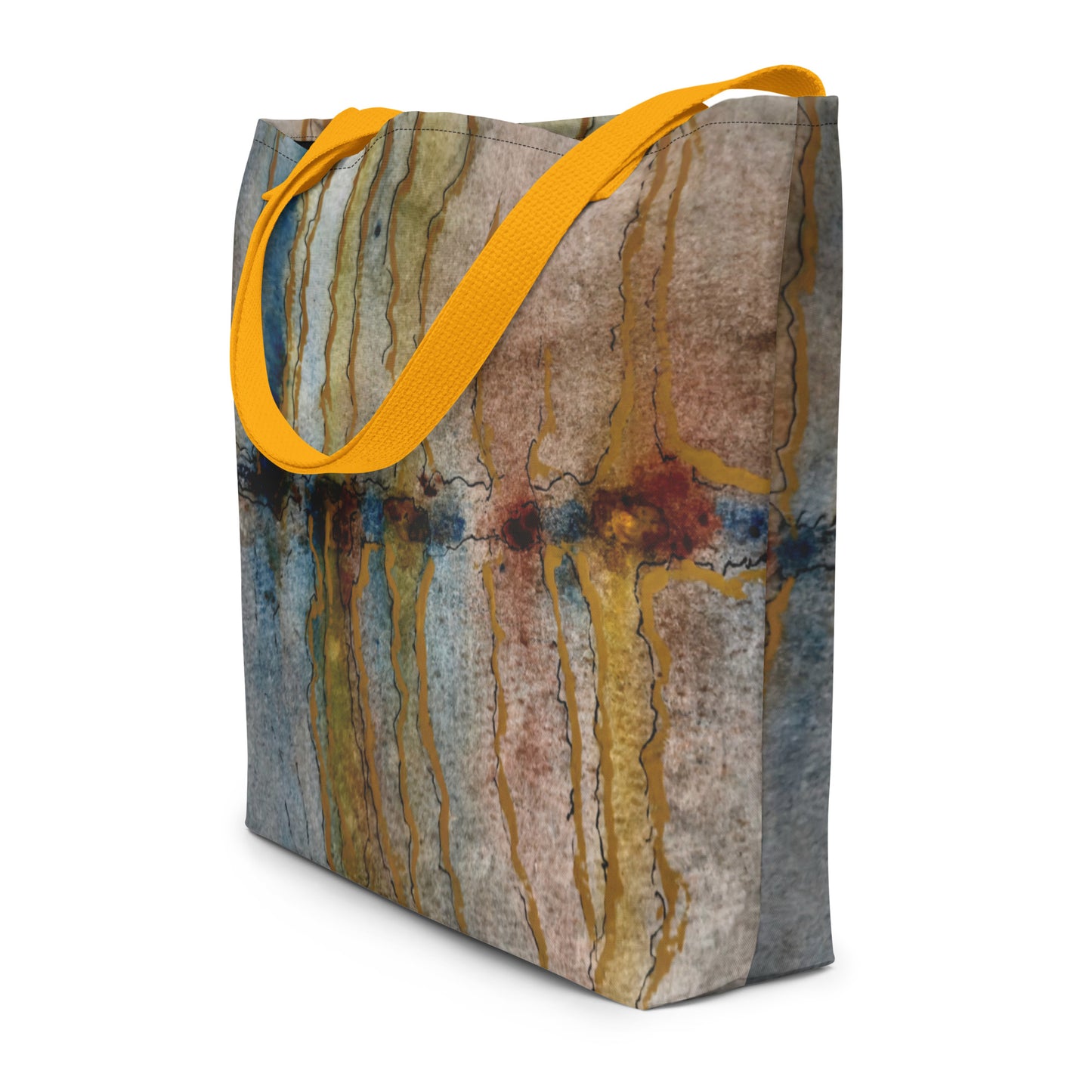 Large Tote Bag With Pocket - Twilight Reflections - Abstract Sunset - Stylish Carryall Inspired by Dusk