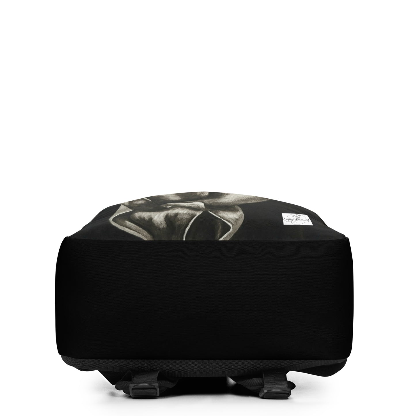 Backpack - Dusk's Embrace: Monochrome Rose Artwork, Black and White Wearable Art Bag