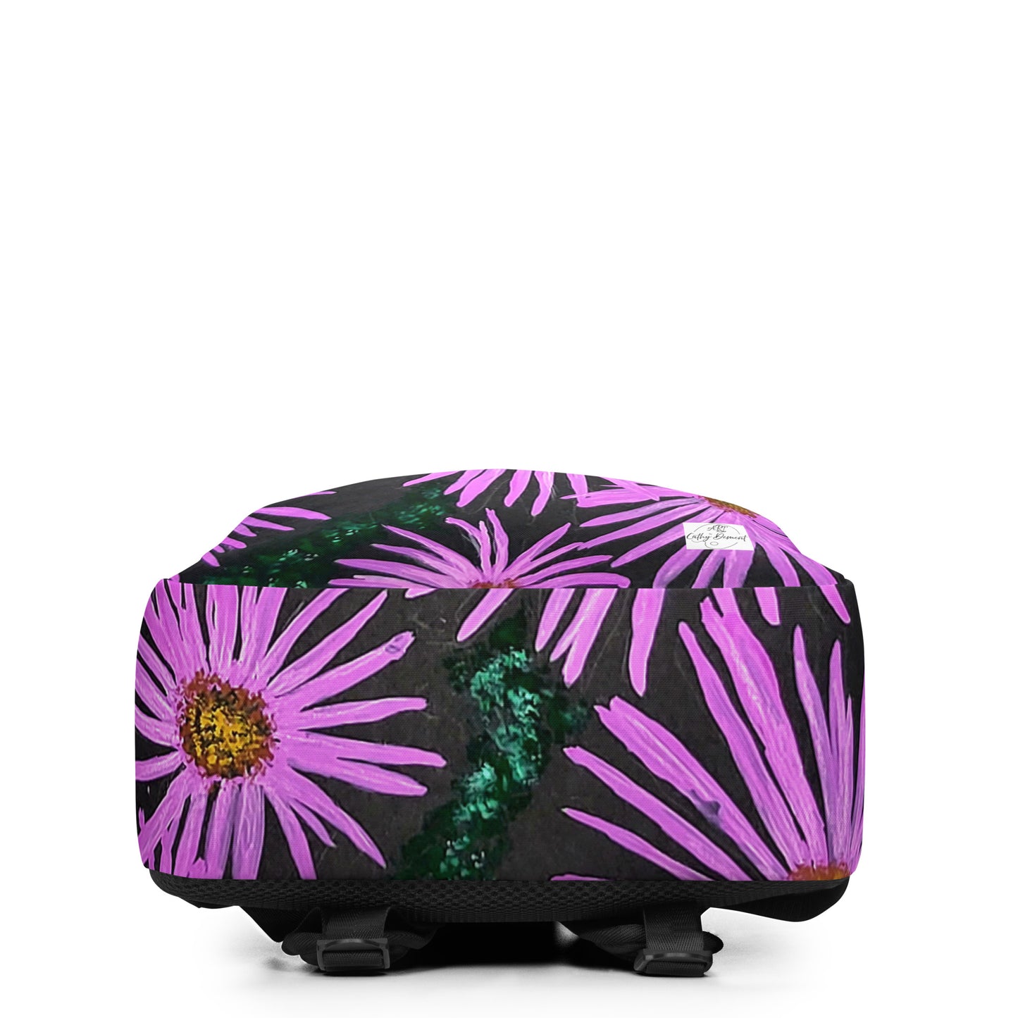 Backpack  - Purple Aster Flowers with Bee Artwork, Floral Art Design Bag