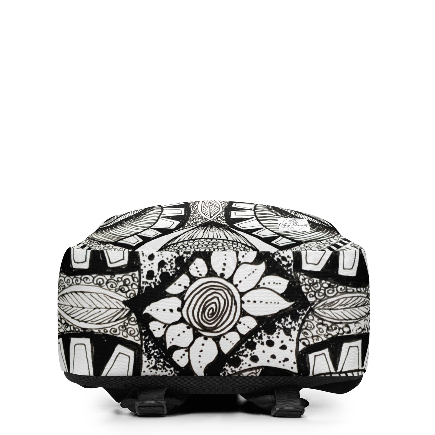 Backpack - Zen-dala Monochrome Zentangle Artwork by Cathy Dement, Wearable Art Bag