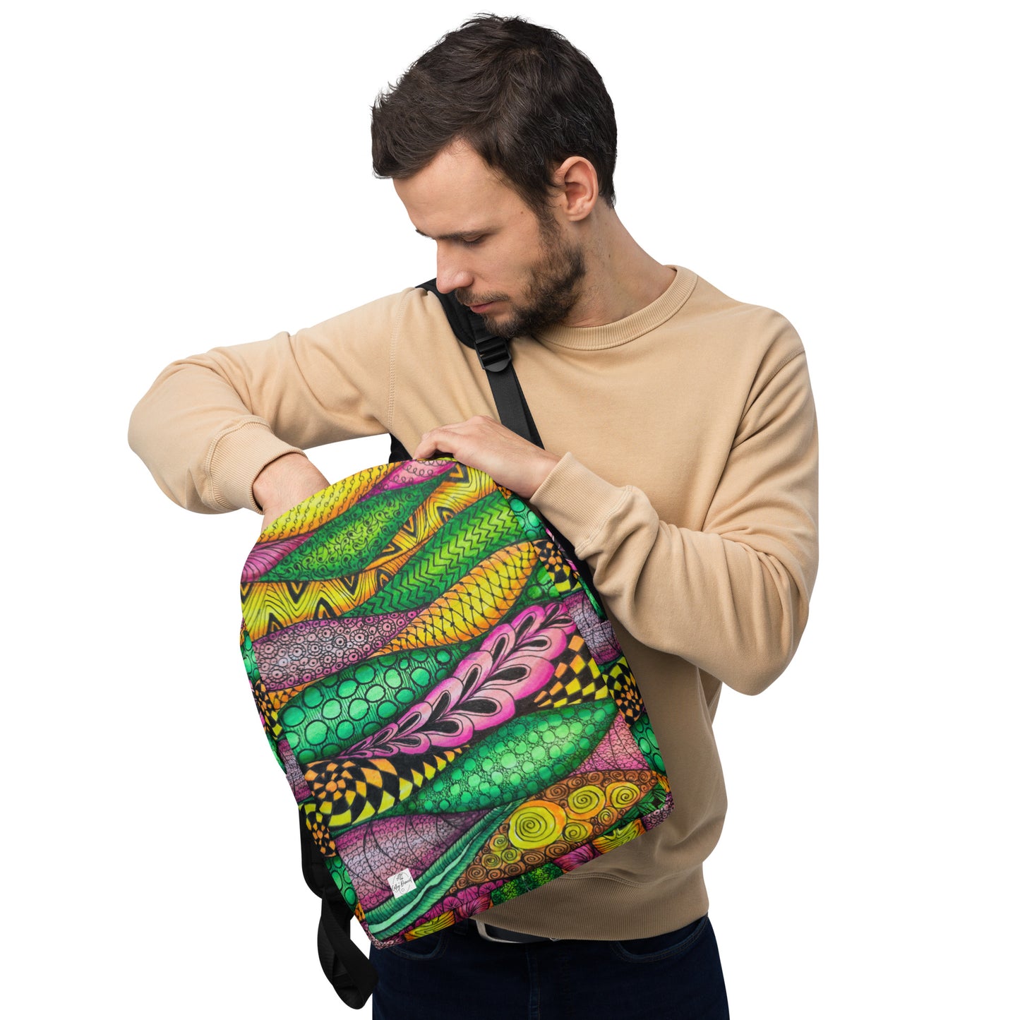 Backpack - Zen Bloom - Colorful Abstract Floral Artwork Design, Wearable Art Bag by Cathy Dement