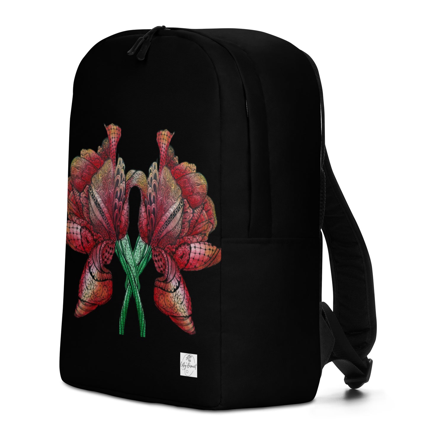 Backpack - Zen Floral Harmony - Zentangle Artwork Design by Cathy Dement, Water Resistant, Laptop Sleeve