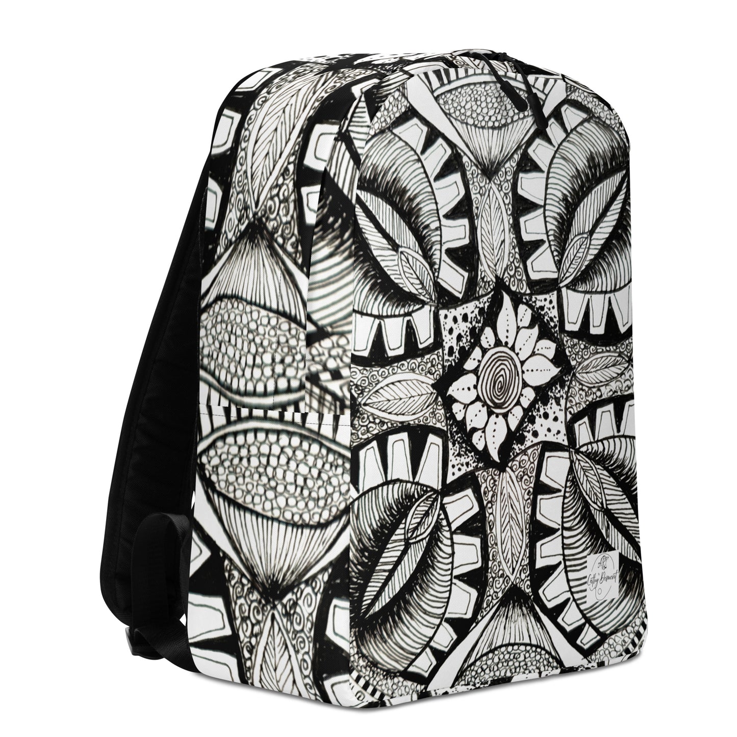 Backpack - Zen-dala Monochrome Zentangle Artwork by Cathy Dement, Wearable Art Bag