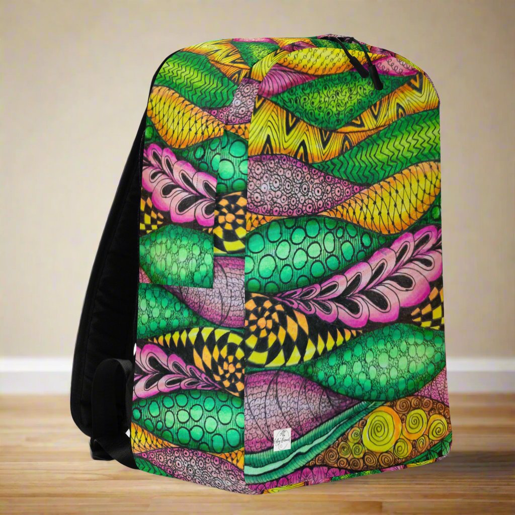 All-Over Print Large Tote Bag - Zen Bloom, Colorful Zentangle, Floral Artwork Design