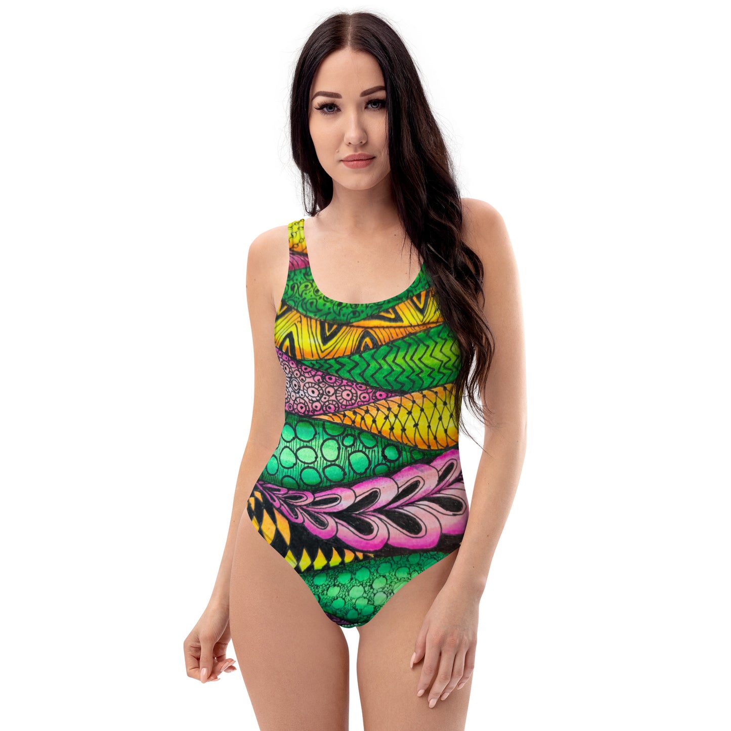 One-Piece Swimsuit - Zen Bloom - Colorful Abstract Artwork Design
