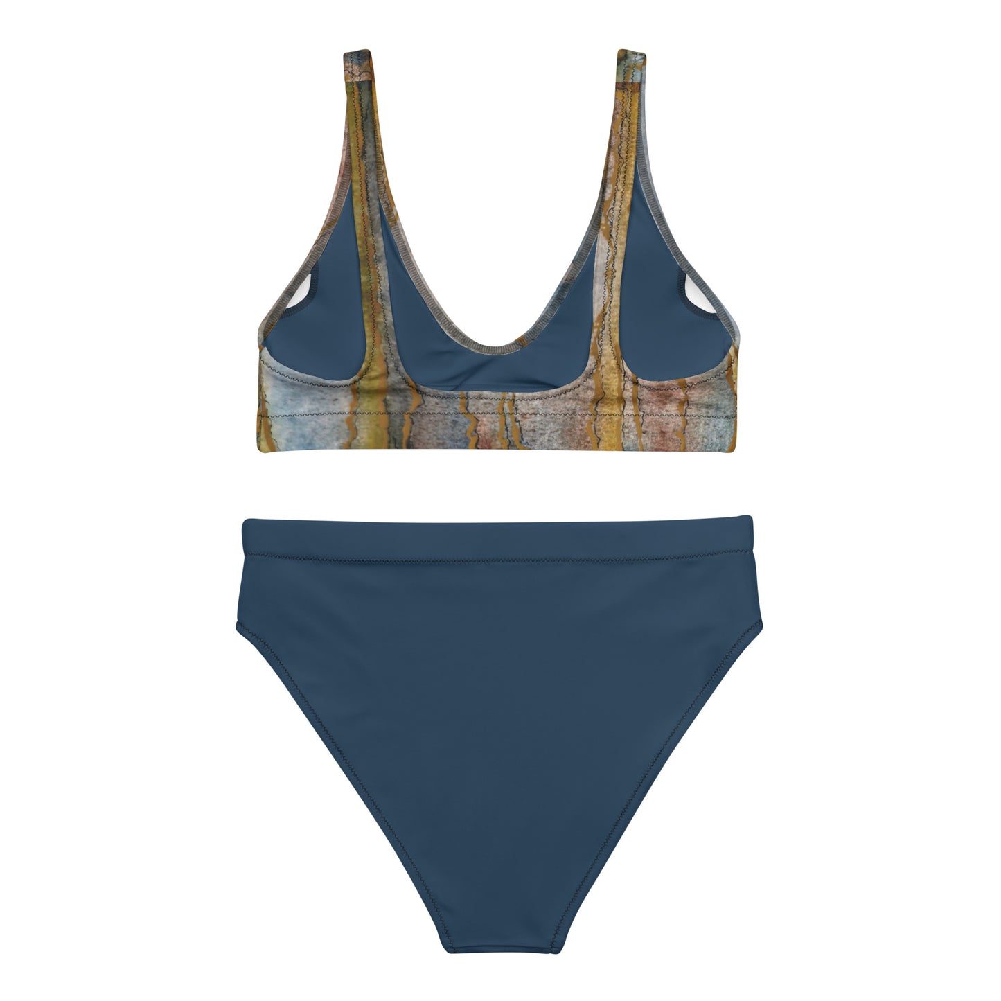 High-waisted Bikini - Twilight Reflections - Colorful Abstract Artwork Design