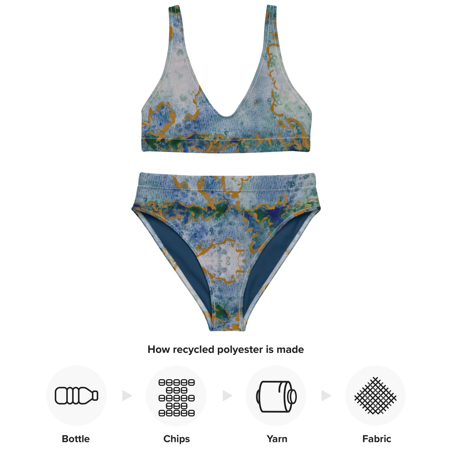 High-waisted Bikini - Celestial Dreamscape - Colorful Abstract Artwork Design