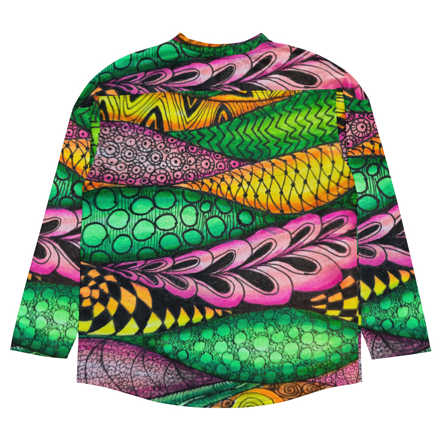 Hockey Fan Jersey - Zen Bloom - Colorful Zentangle Artwork Design, Wearable Art Shirt