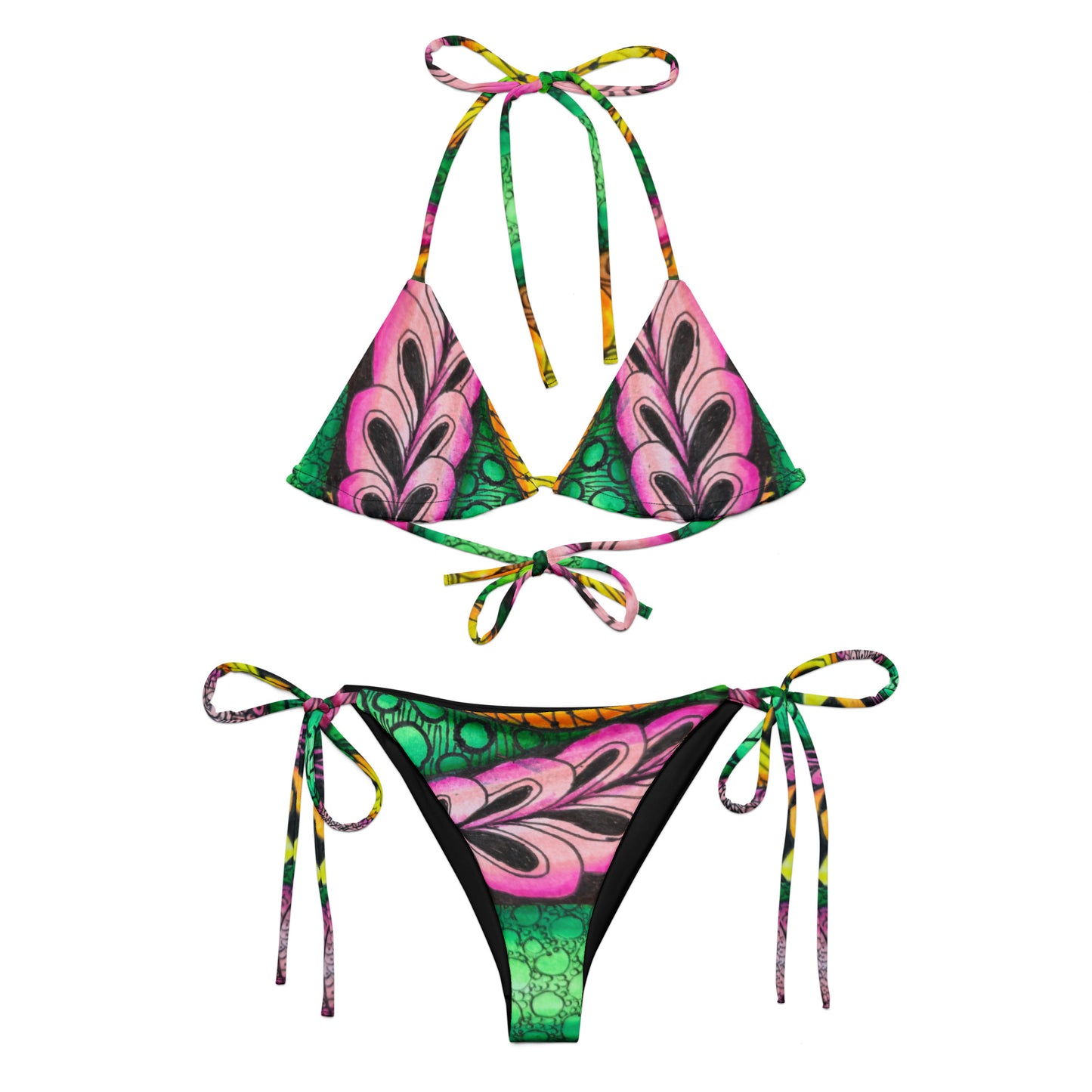 String Bikini - Zen Bloom - Colorful Abstract Artwork Design