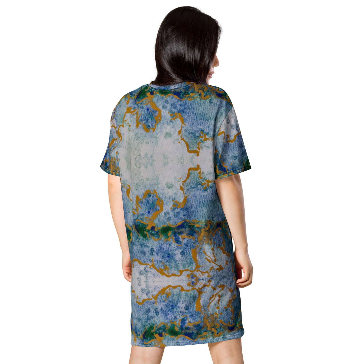Celestial Dreamscape T-Shirt Dress - Abstract Watercolor Artwork by Cathy Dement