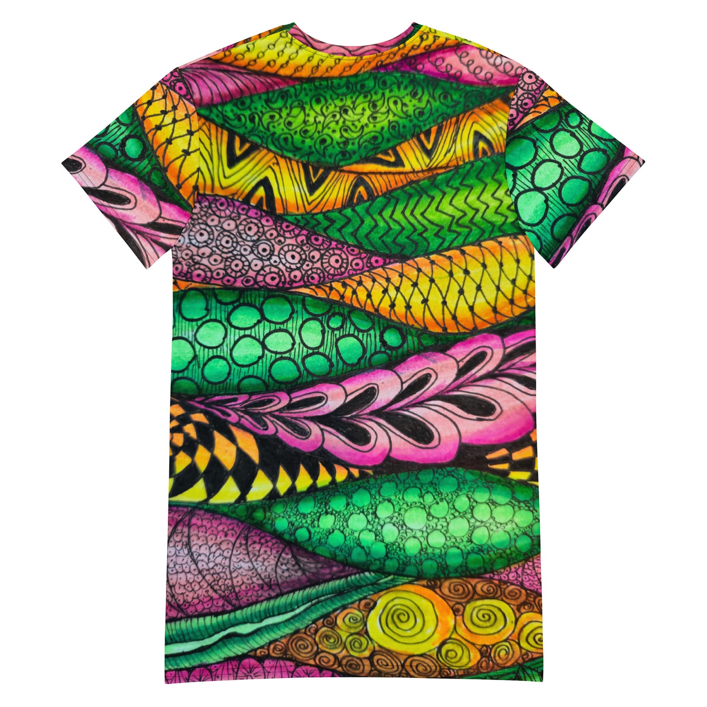 T-shirt Dress - Zen Bloom - Colorful Zentangle Artwork Design by Cathy Dement
