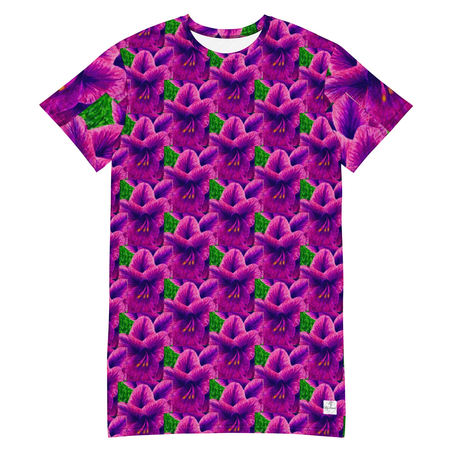 T-shirt Dress - Royal Reverie - Purple Gladiola Artwork Design by Cathy Dement