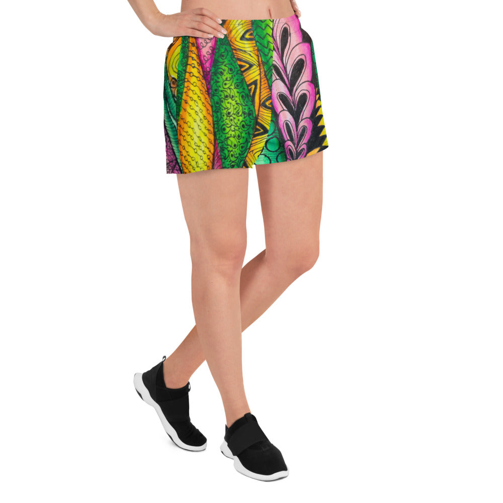 Athletic Shorts - Zen Bloom - Colorful Zentangle Artwork Design